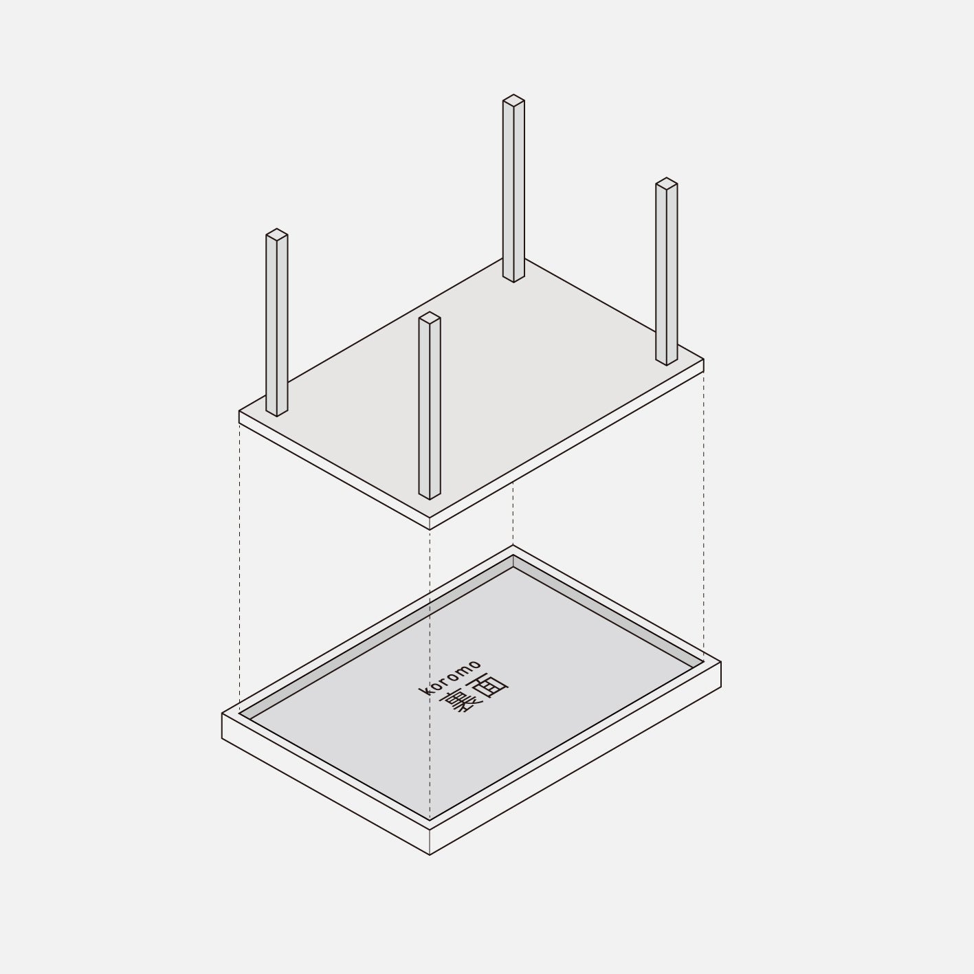 KOROMO table top / Pebble Grey Linoleum